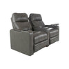 RowOne Prestige Gray Leather 2 Chair Straight Row Motorized