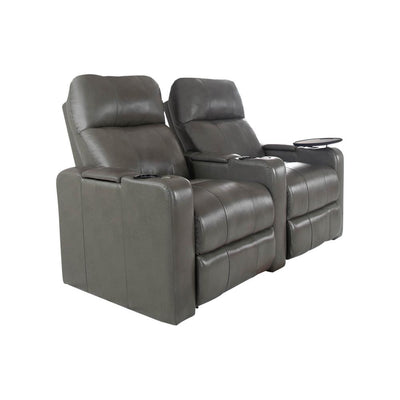 RowOne Prestige Gray Leather 2 Chair Straight Row Motorized