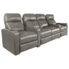 RowOne Prestige Gray Leather 4 Chair Straight Row with Loveseat Motorized