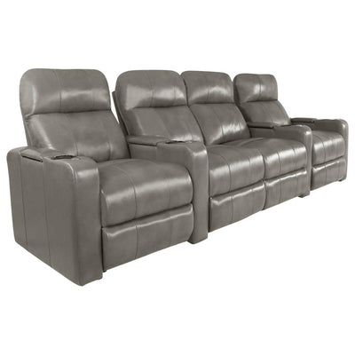 RowOne Prestige Gray Leather 4 Chair Straight Row with Loveseat Motorized