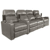 RowOne Prestige Gray Leather 4 Chair Straight Row with Loveseat Motorized