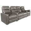 RowOne Prestige Gray Leather 4 Chair Straight Row with Loveseat Motorized