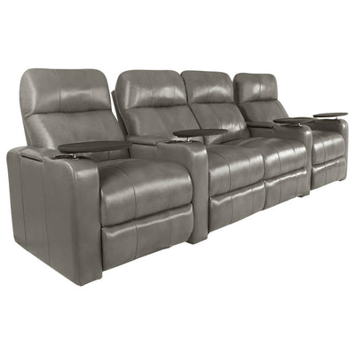 RowOne Prestige Gray Leather 4 Chair Straight Row with Loveseat Motorized
