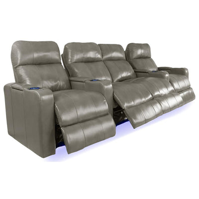 RowOne Prestige Gray Leather 4 Chair Straight Row with Loveseat Motorized