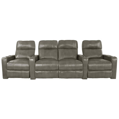 RowOne Prestige Gray Leather 4 Chair Straight Row with Loveseat Motorized