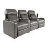 RowOne Prestige Gray Leather 3 Chair Straight Row Motorized