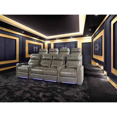 RowOne Prestige Gray Leather 2 Chair Straight Row Motorized