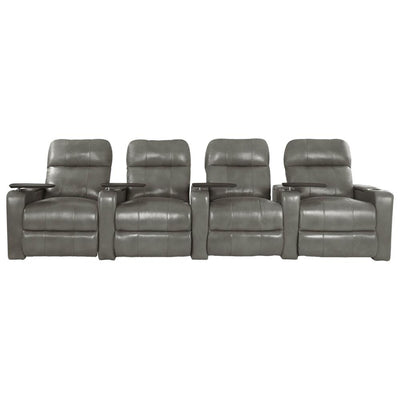 RowOne Prestige Gray Leather 4 Chair Straight Row Motorized