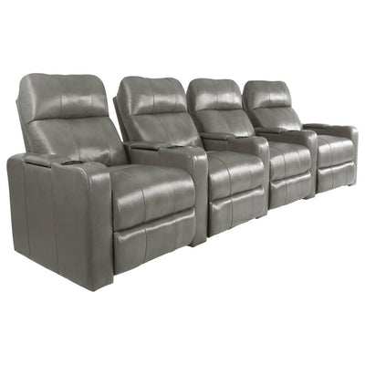 RowOne Prestige Gray Leather 4 Chair Straight Row Motorized
