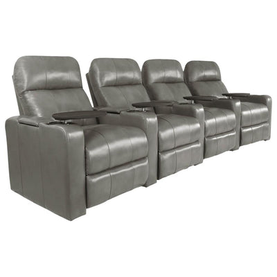 RowOne Prestige Gray Leather 4 Chair Straight Row Motorized