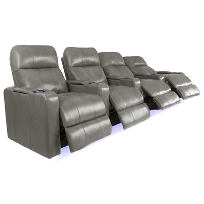 RowOne Prestige Gray Leather 4 Chair Straight Row Motorized