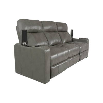 RowOne Prestige Gray Leather 3 Seat Sofa Motorized