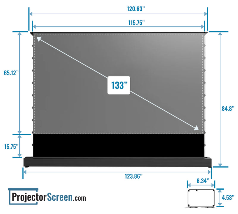 Spectra Projection Equinox 133" Motorized Floor Rising ALR screen for Ultra Short Throw Projectors UST Ambient Light Rejecting