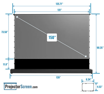 Spectra Projection Equinox 150" Motorized Floor Rising ALR screen for Ultra Short Throw Projectors UST Ambient Light Rejecting