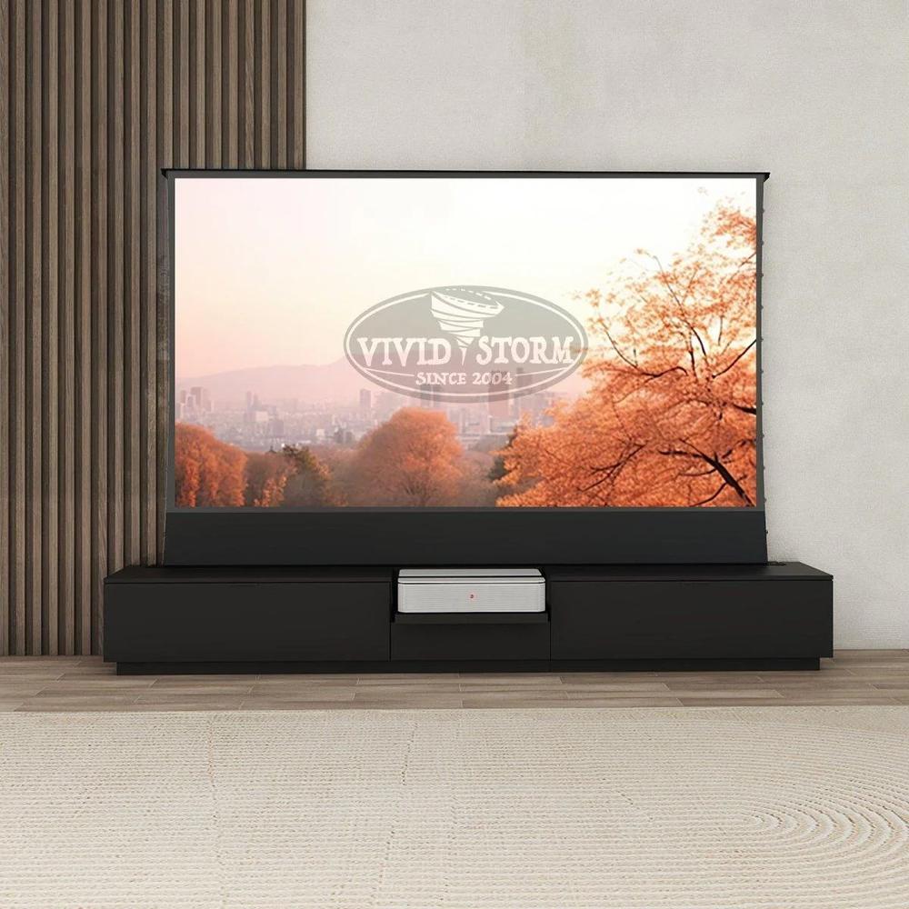 Vividstorm VC69BL100B-LC Berlin Leica Cine 1 Edition Motorized UST Laser TV Cabinet - Black