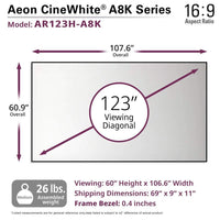 Elite AR123H-A8K Aeon 123 diag. (61.3x108.9) - 16:9 - CineWhite A8K - 1.1 Gain