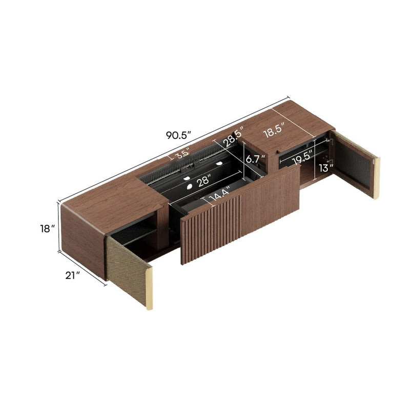 Cinest Core E1 Motorized UST Projector Media Console 90.5" - Brown - image 2