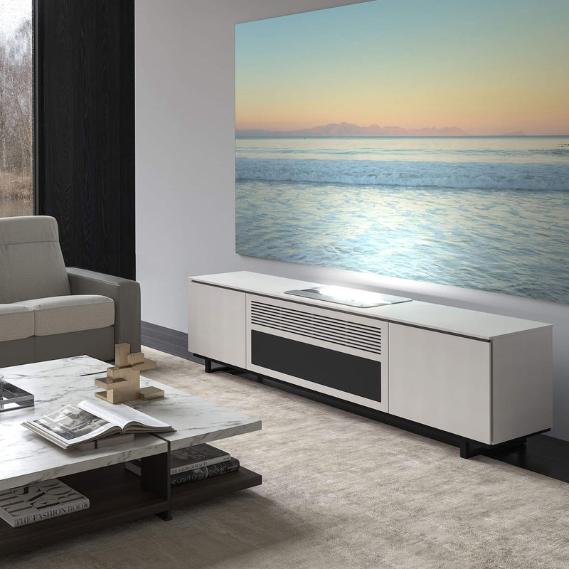 Salamander Designs Miami 245 Cabinet for integrated Hisense L9Q UST Projector - Gloss White - C2/HSE1UST/245MM/GW
