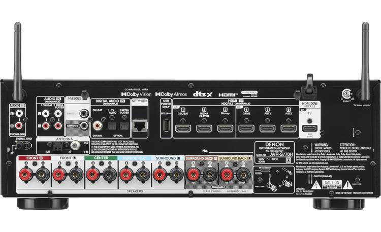 Denon AVR-S770H 7.2-channel home theater receiver with Dolby Atmos, Bluetooth, Apple AirPlay 2, and Amazon Alexa compatibility - AVRS770HBKE3