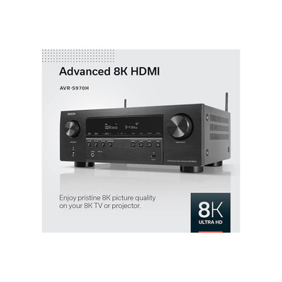 Denon AVR-S970H 7.2-channel home theater receiver with Dolby Atmos,  Bluetooth, Apple AirPlay 2, and Amazon Alexa compatibility - AVR-S970H