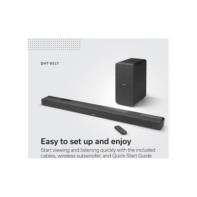 Denon DHT-S517 Powered 3.1.2 channel sound bar and wireless subwoofer system with built-in Bluetooth&reg and Dolby Atmos - DHTS517