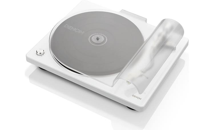 Denon DP-400 Semi-automatic belt-drive turntable with pre-mounted cartridge and built-in phono preamp (White) - DP400WTEM