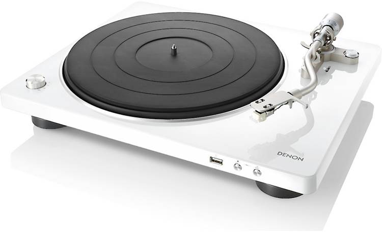 Denon DP-450USB Semi-automatic belt-drive turntable with pre-mounted cartridge, USB output and built-in phono preamp (White) - DP450USBWTEM