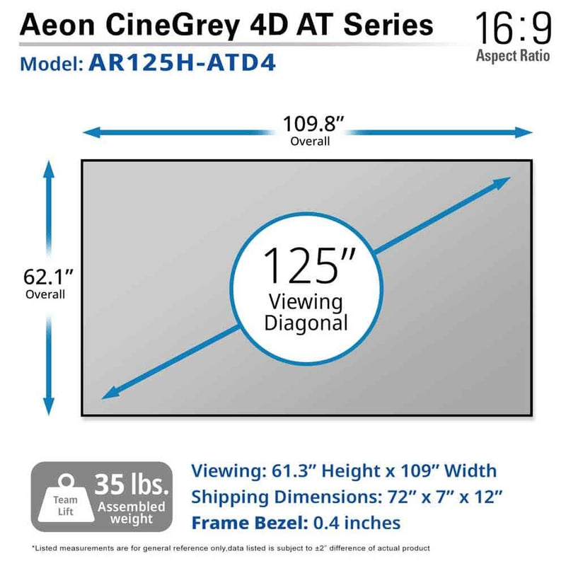 Elite AR125H-ATD4 Aeon 125 diag. (61.3x109) - 16:9 - CineGrey 4D AT - 1.1 Gain