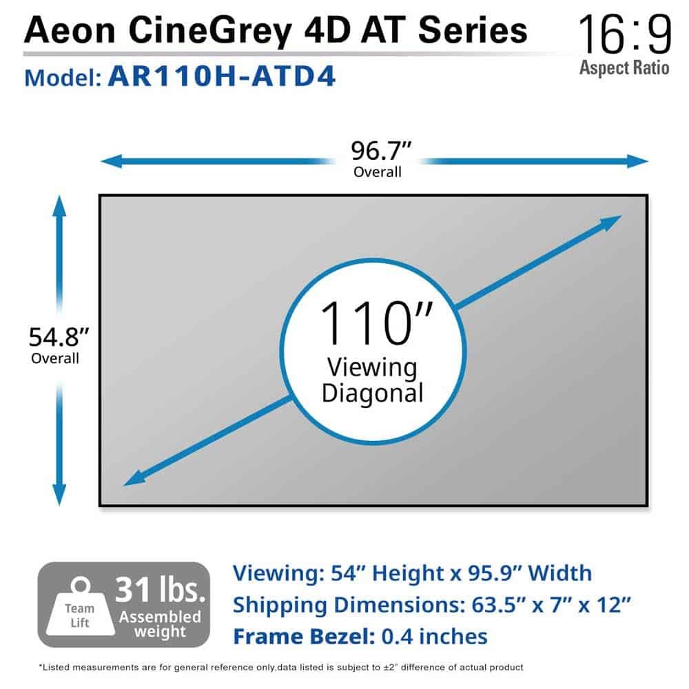 Elite AR110H-ATD4 Aeon 110 diag. (54x96) - 16:9 - CineGrey 4D AT - 1.1 Gain