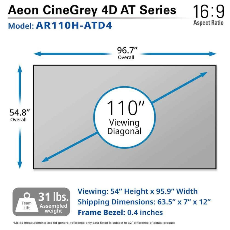 Elite AR110H-ATD4 Aeon 110 diag. (54x96) - 16:9 - CineGrey 4D AT - 1.1 Gain