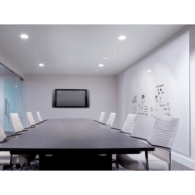 Ghent ARIASN43WH Aria 4'H x 3'W Low Profile 1/4" Glassboard - Vertical White - 4 Markers and Eraser