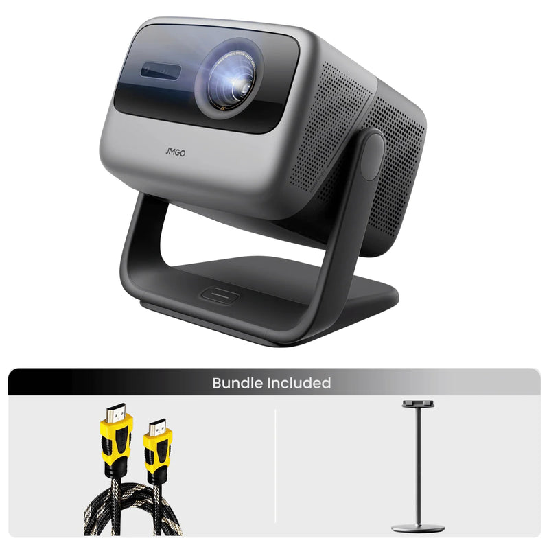 JMGO N1S Ultimate Triple-Laser 4K Lifestyle Projector with 3300 ISO Lumens & Google TV Includes Floor Stand and 4K HDMI 2.1 Cable Bundle