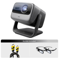 JMGO N1S Ultimate Triple-Laser 4K Lifestyle Projector with 3300 ISO Lumens & Google TV Includes Pair of 3D Glasses and 4K HDMI 2.1 Cable Bundle