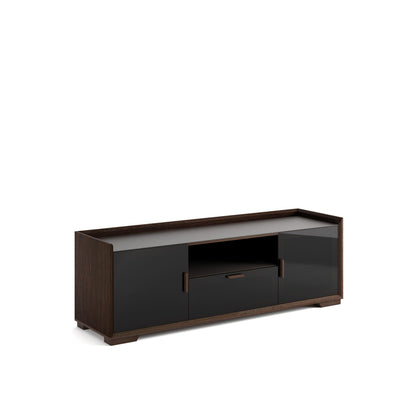Salamander Designs Contemporary Television Credenza A/V Cabinet for TVs up to 80" - Wenge with Black Glass Doors - SDAV2 7224