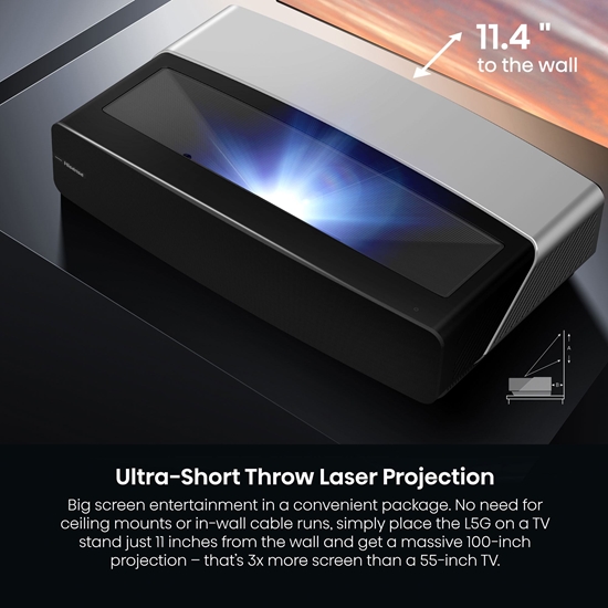 Hisense 100L5G-DLT100B Laser TV With 100 Inch Ultra Short Throw Daylight Projector Screen - L5G - Hisense-100L5G-DLT100B