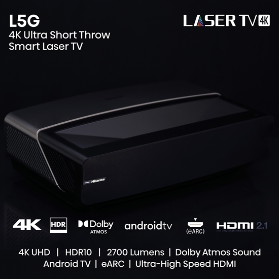 Hisense 100L5G-DLT100B Laser TV With 100 Inch Ultra Short Throw Daylight Projector Screen - L5G - Hisense-100L5G-DLT100B