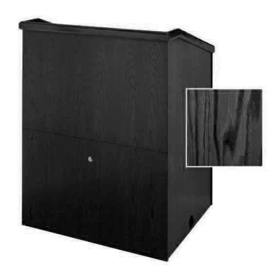 Sound-Craft MML36V-Black Lacquer on Oak Presenter Series 48"H x 36"W Multimedia Lectern with Black Lacquer on Oak Wood Veneer - Sound-Craft-MML36V-Black-Lacquer-on-Oak
