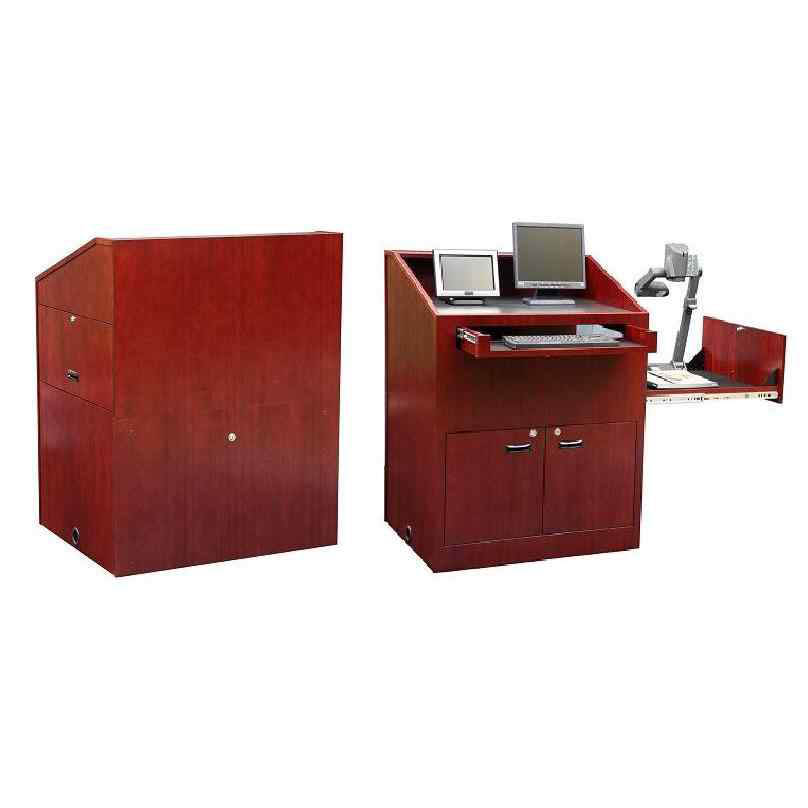 Sound-Craft MML36V-Natural Sapele Presenter Series 48"H x 36"W Multimedia Lectern with Natural Sapele Wood Veneer - Sound-Craft-MML36V-Natural-Sapele