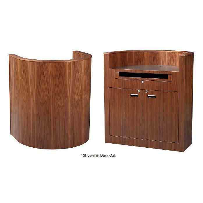 Sound-Craft BFV42-Dark Cherry Stained Oak The President Series 48"H Curved Design Podium with Dark Cherry Stained Oak Veneer - Sound-Craft-BFV42-Dark-Cherry-Stained-Oak