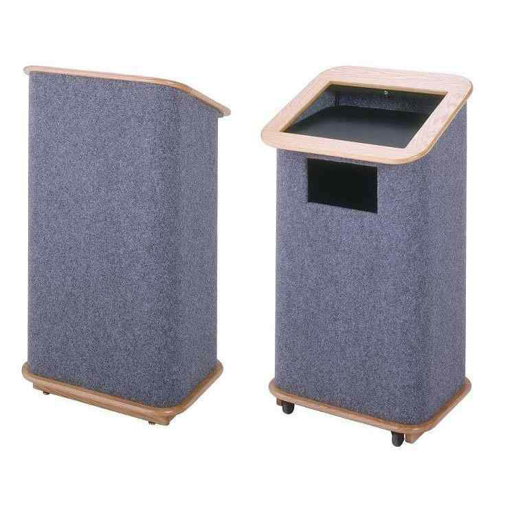 Sound-Craft CMLW-Onyx Convention Series 48"H Modular Lectern with Onyx Carpet and Walnut Wood Trim - Sound-Craft-CMLW-Onyx