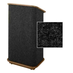 Sound-Craft CFLW-Charcoal Convention Series 48"H Lectern with Charcoal Carpet and Walnut Stained Oak Wood Trim 