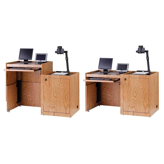 Sound-Craft WSV-50-Black Lacquer on Oak Ideal Series 50"H Height Adjustable Multimedia Workstation with Black Lacquer on Oak Veneer - Sound-Craft-WSV-50-Black-Lacquer-on-Oak