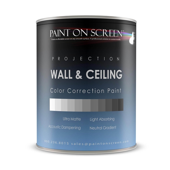 Projector Screen Paint - Wall/Ceiling Ambient Light Rejecting Acoustic Dampening - Dark Grey -Gallon - POS-G00WCDG