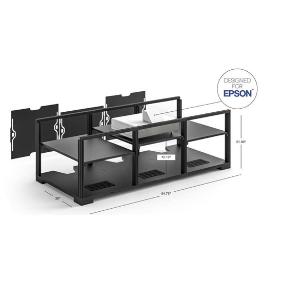 Salamander Designs Miami 237S EPS Cabinet for integrated Epson LS500 UST Projector - Gloss White, Black Top - X3/EPS2/237S/MM/GW/BK - Salamander-X3/EPS2/237S/MM/GW/BK