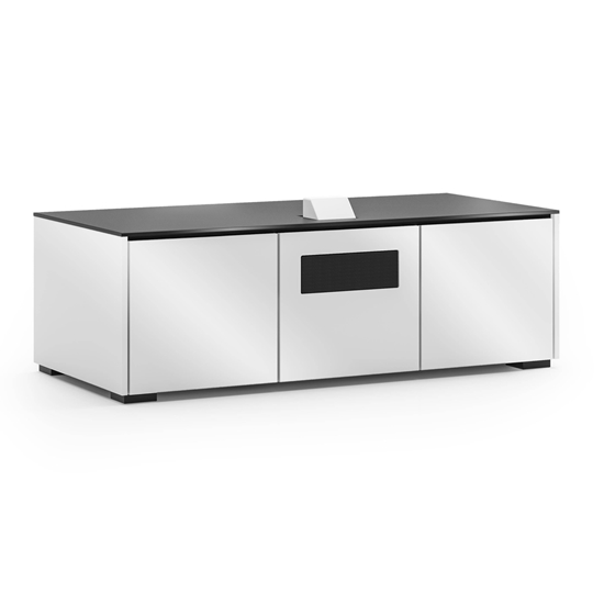Salamander Designs Miami 237S EPS Cabinet for integrated Epson LS500 UST Projector - Gloss White, Black Top - X3/EPS2/237S/MM/GW/BK - Salamander-X3/EPS2/237S/MM/GW/BK