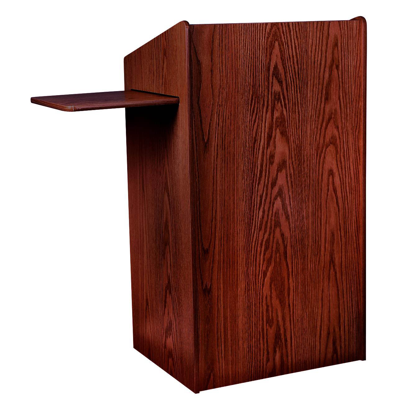 Aristocrat Full Floor Lectern/Podium with 2 Built-in and 1 Slide-Out Side Shelf in Mahogany - 600MY