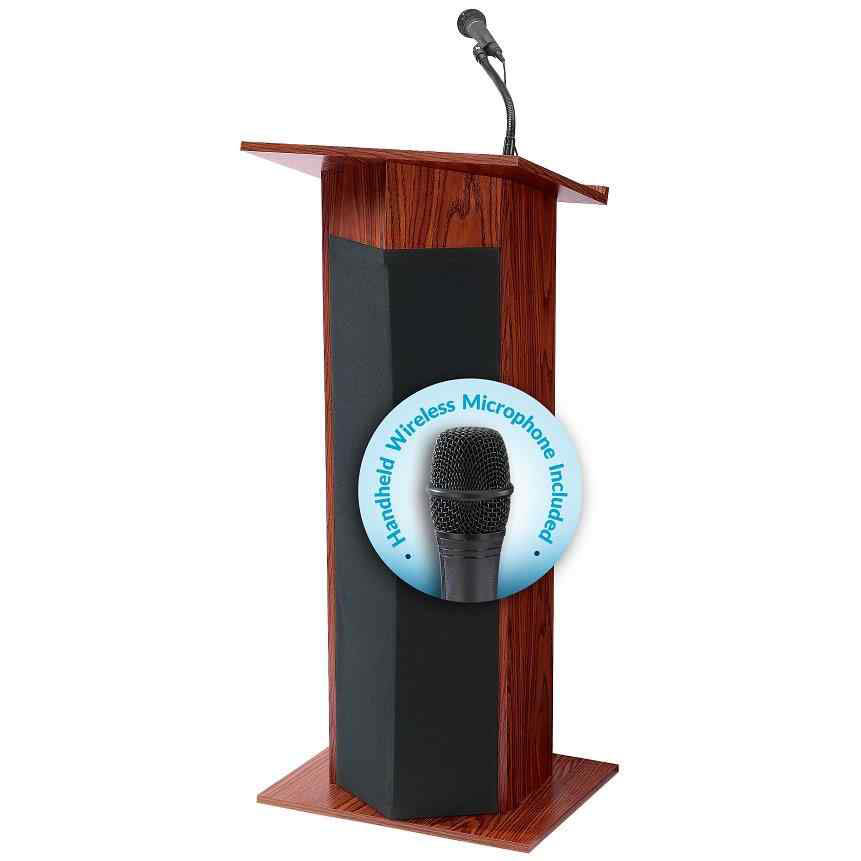 The Power Plus Lectern with Wireless Handheld mic (Mahogany)