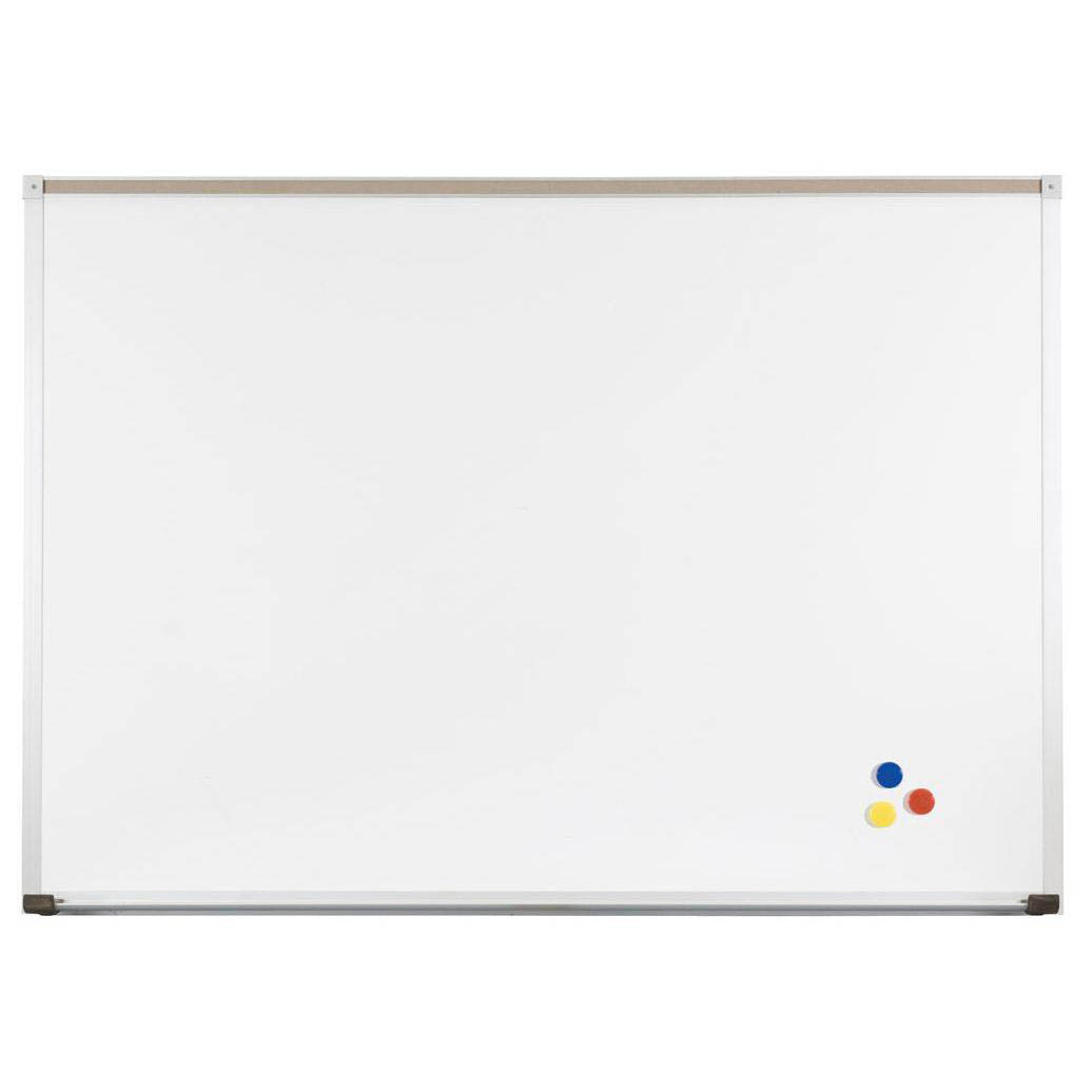 5'w x 3'h Porcelain Steel Magnetic Whiteboard with Aluminum Trim, Tray, and Tackable Maprail