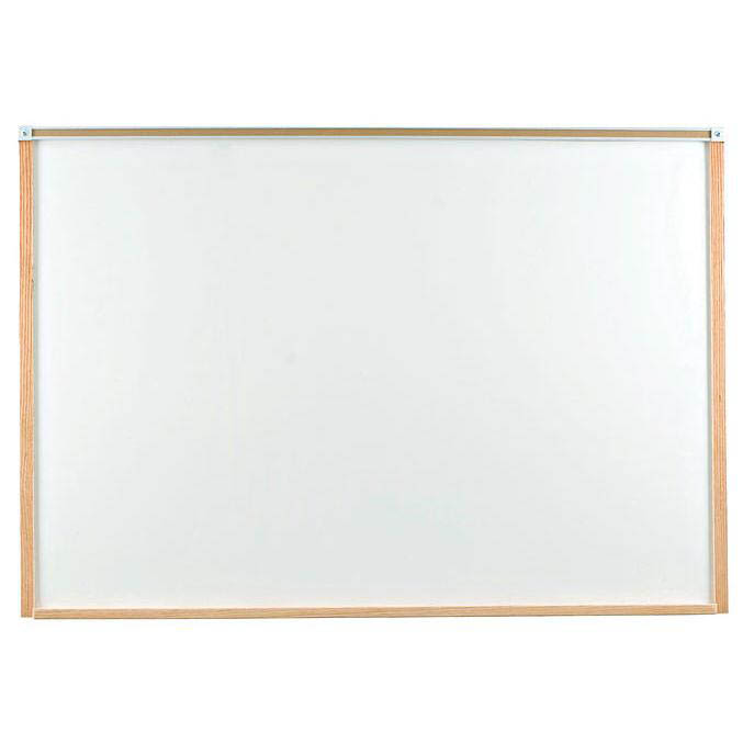 5'w x 4'h Porcelain Steel Magnetic Whiteboard with Wood Trim, Tray, and Tackable Maprail