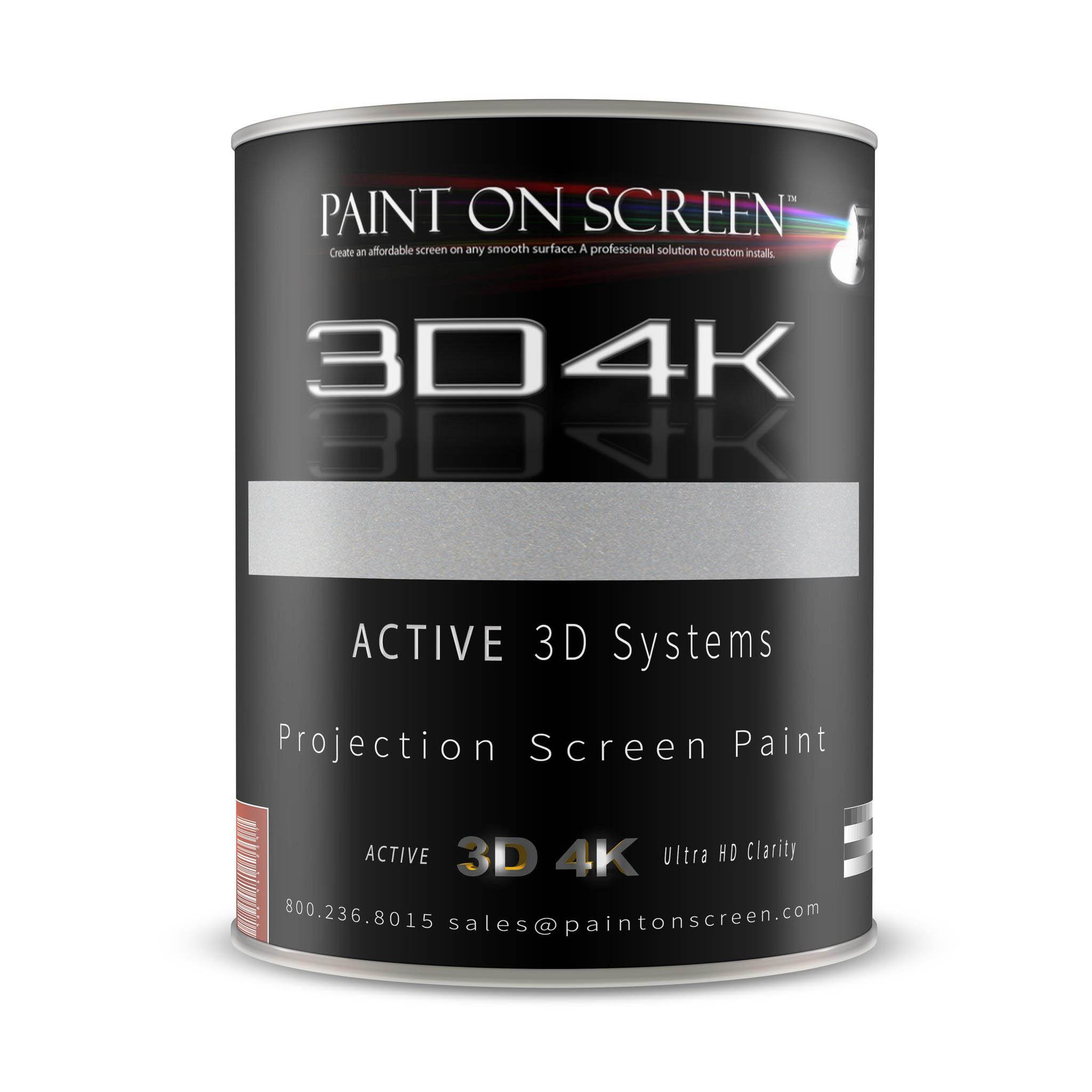 Projector Screen Paint - 3D4K Silverish Light Grey with 2.4 Gain-HD 1080P,3D Capable and 4K Ready-Quart